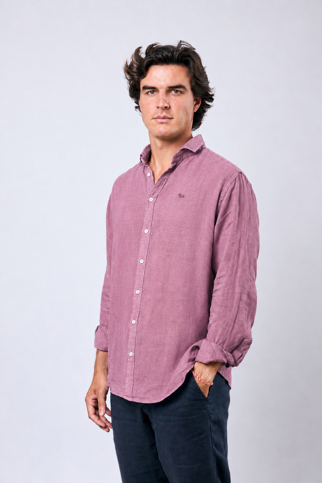 Camisa Costa Lino Burgundy