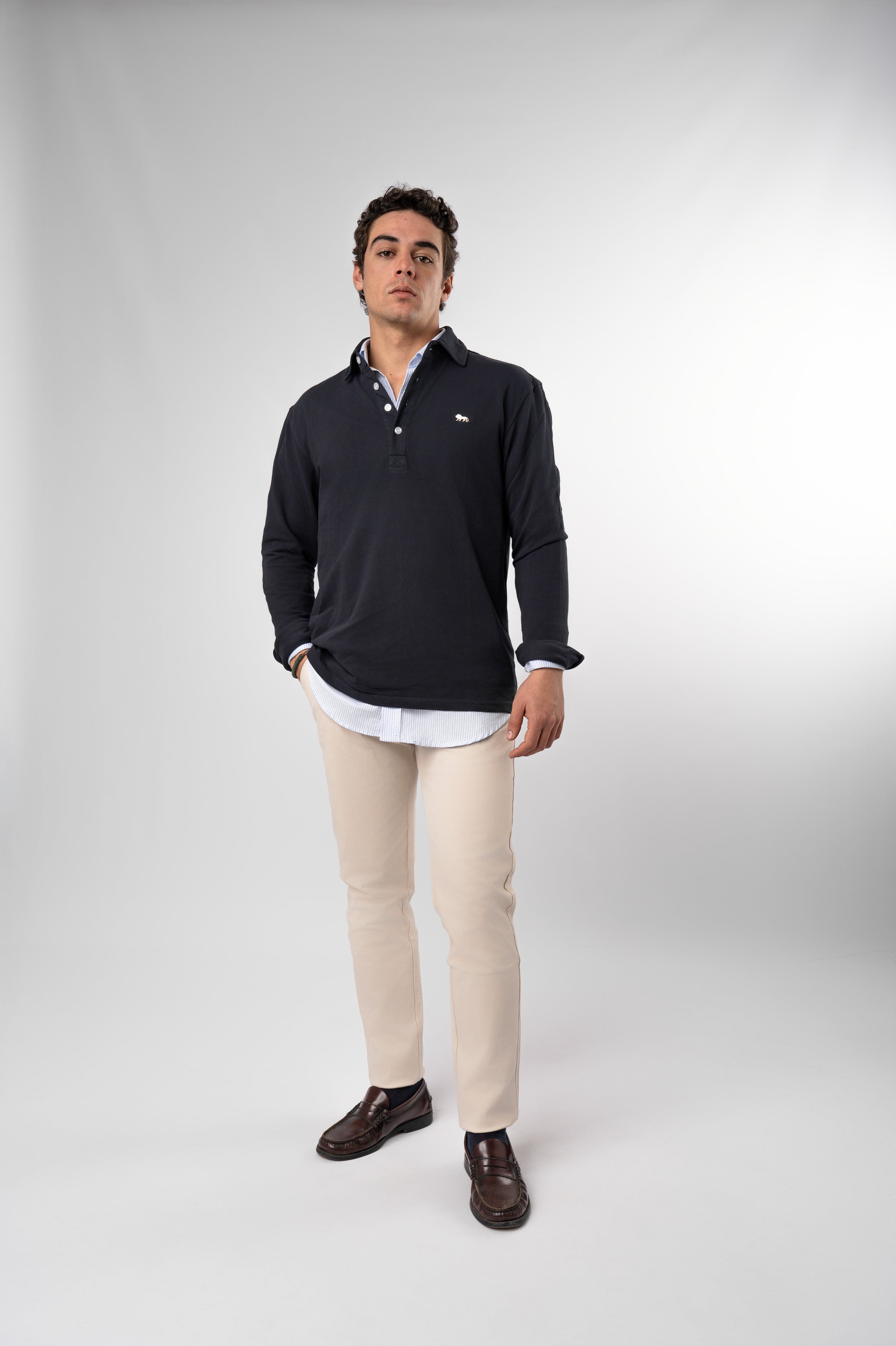 POLO MANGA LARGA NAVY