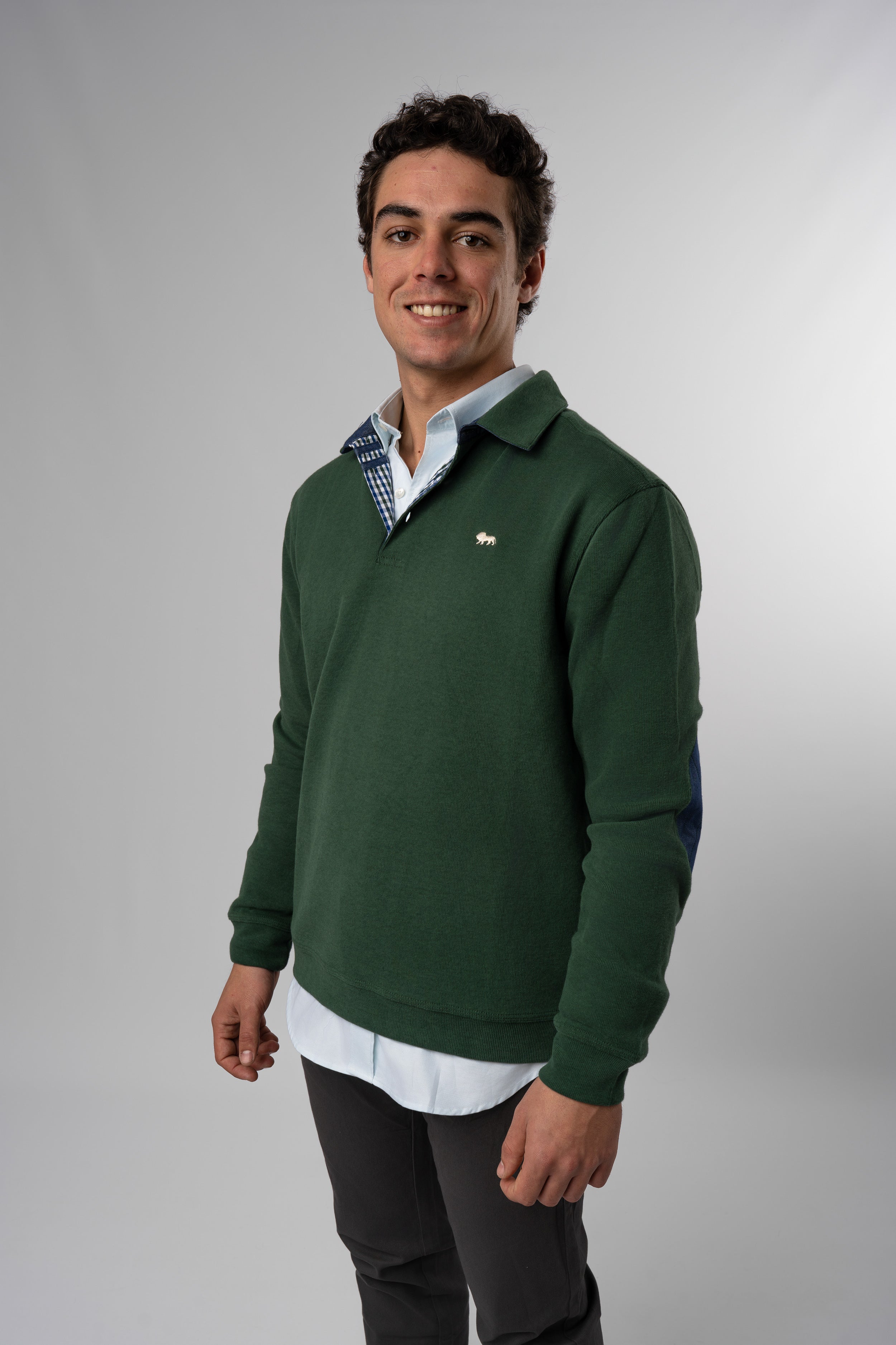 Polo Manga Larga Botones Verde
