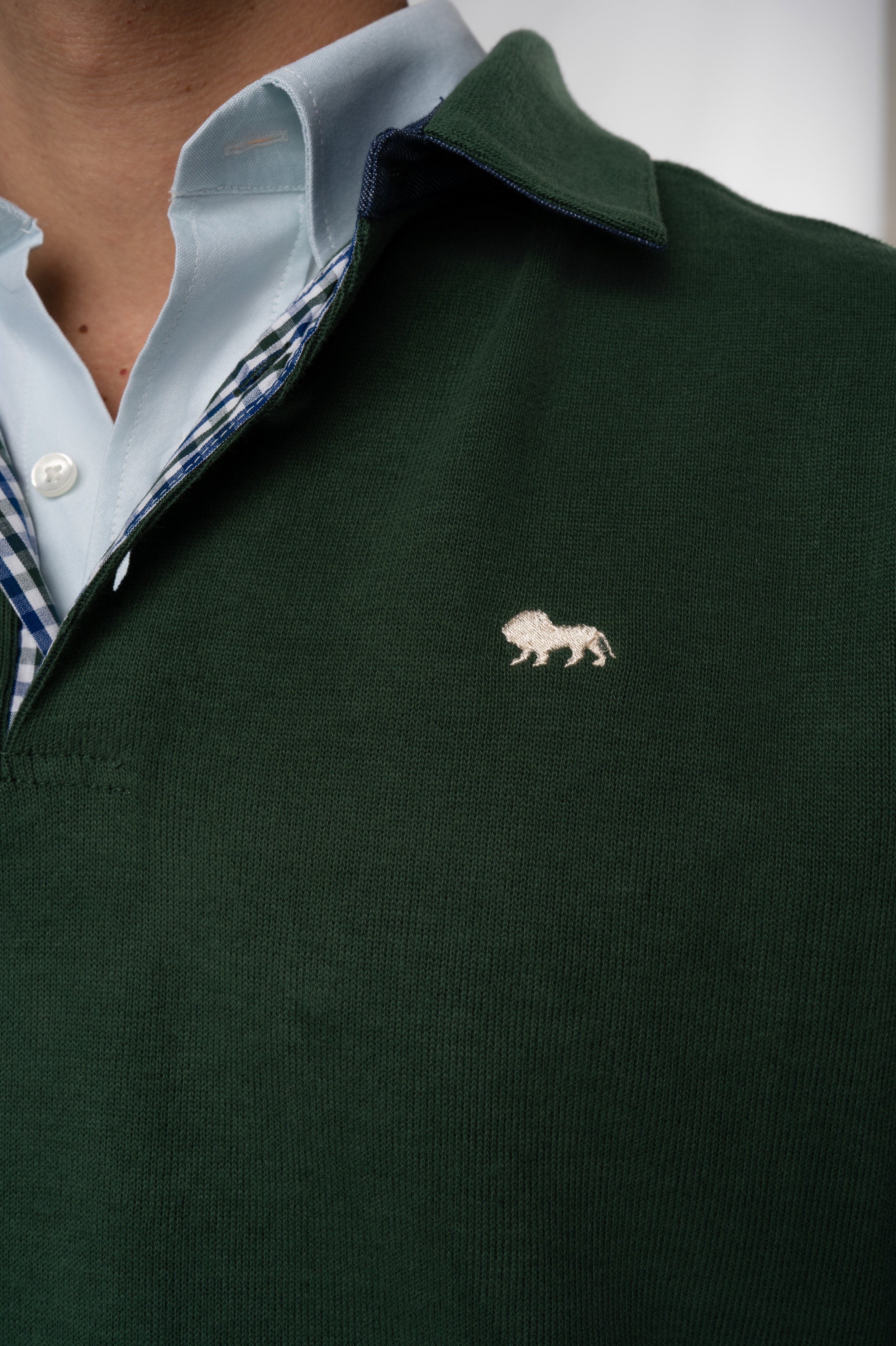 Polo Manga Larga Botones Verde