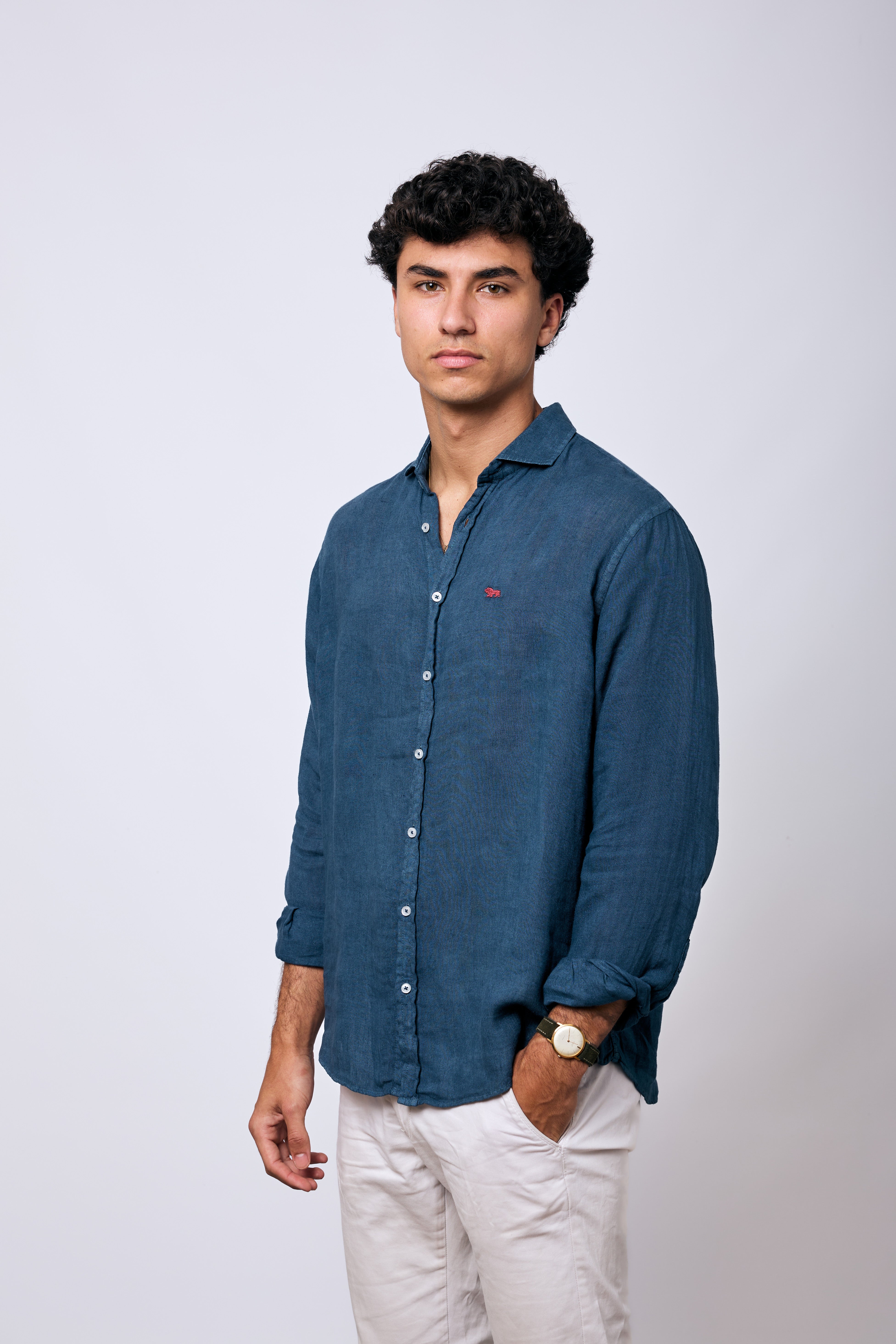 Camisa Costa Lino Navy