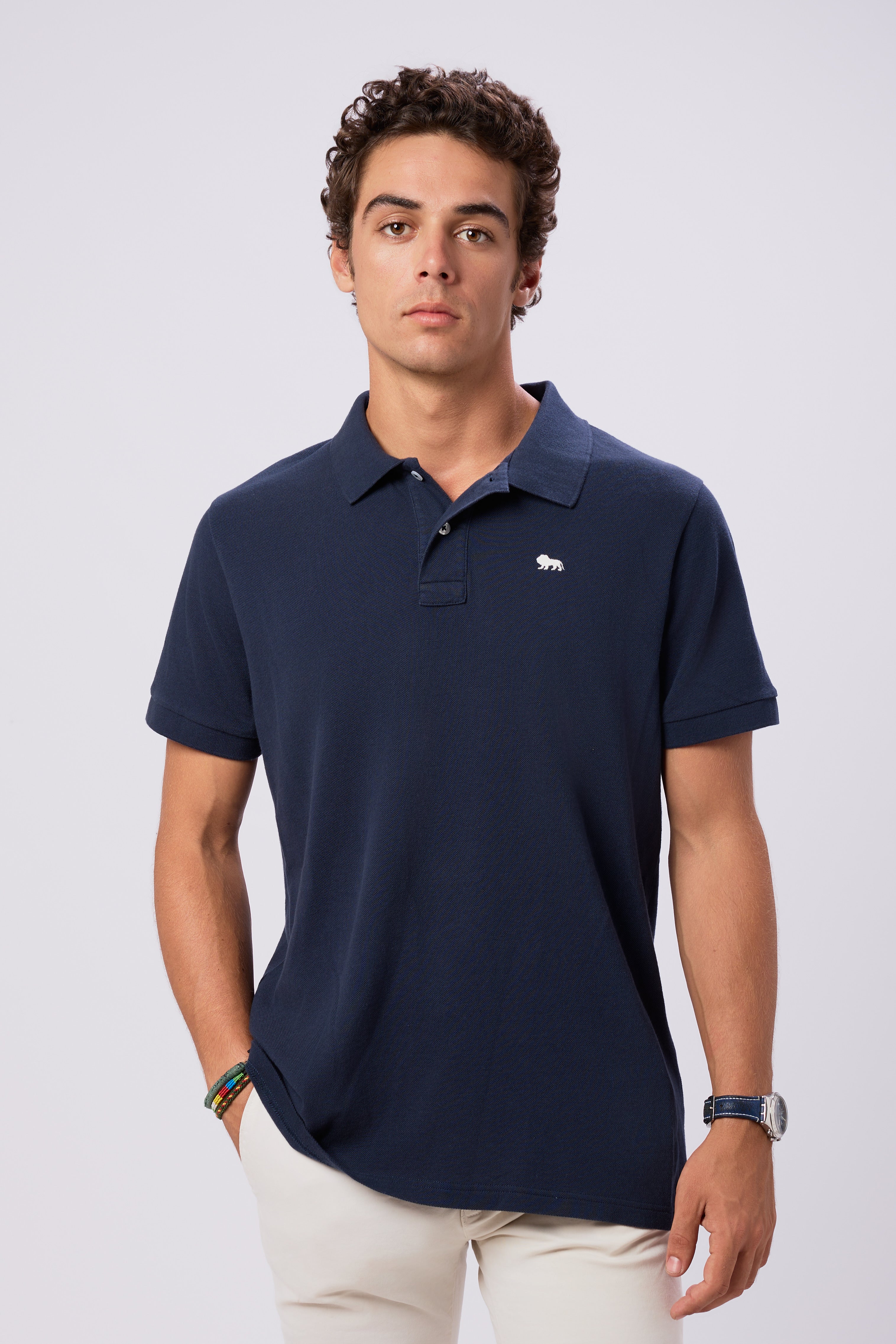 Polo Azul Manga Corta