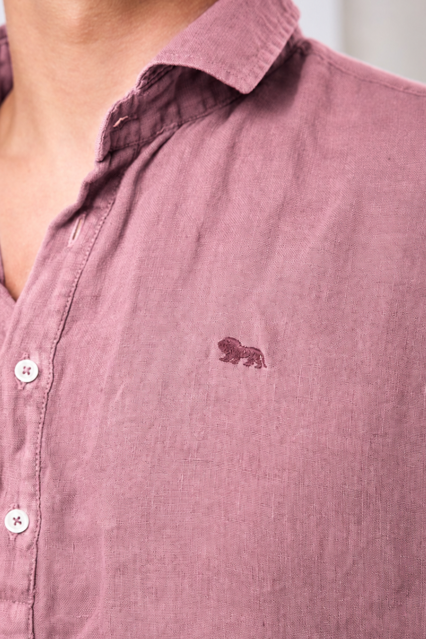 Camisa Costa Lino Burgundy