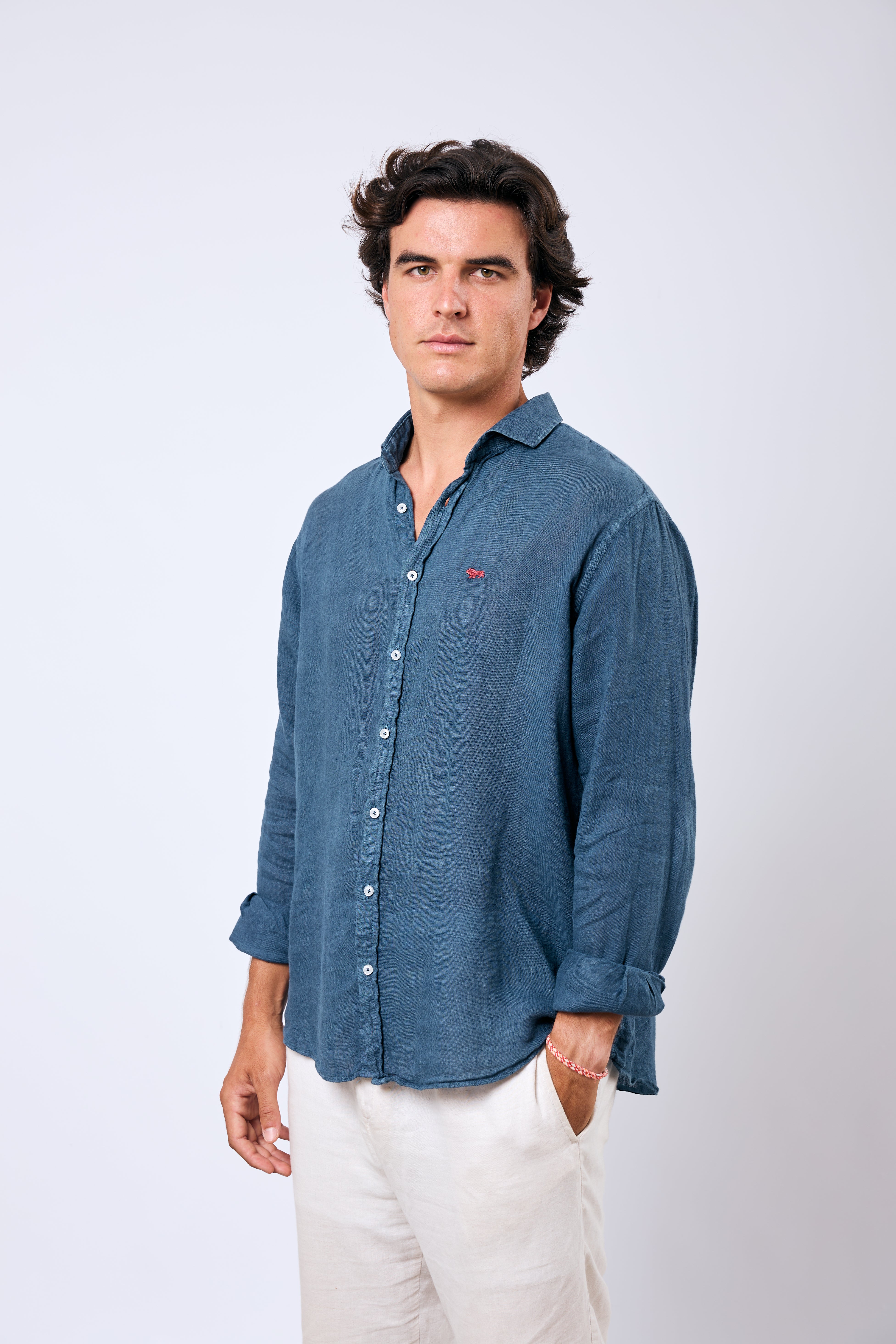 Camisa Costa Lino Navy