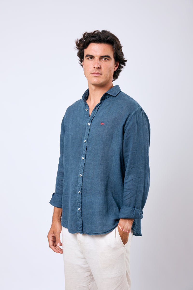 Camisa Costa Lino Navy