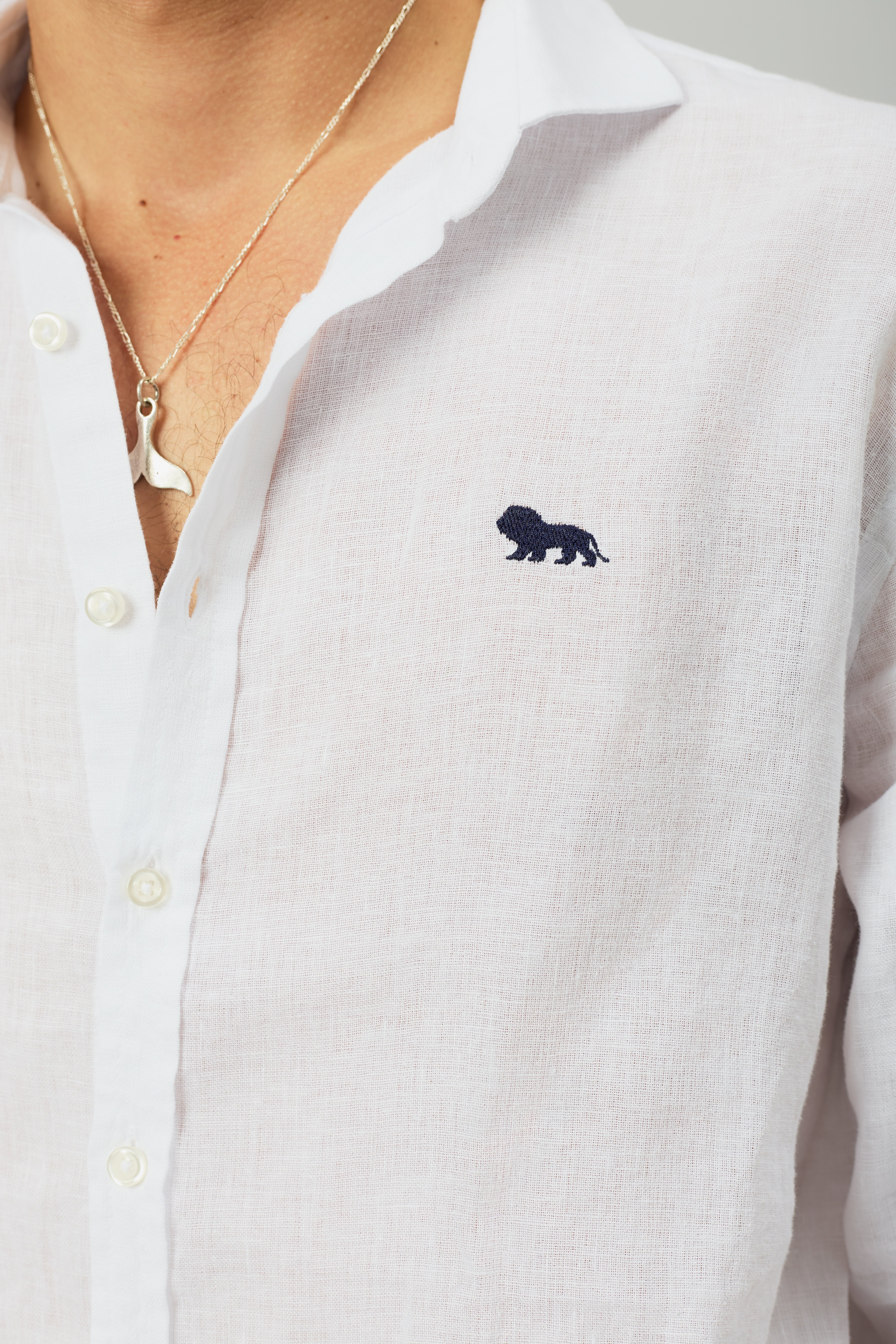 Camisa Lino Botones Blanca