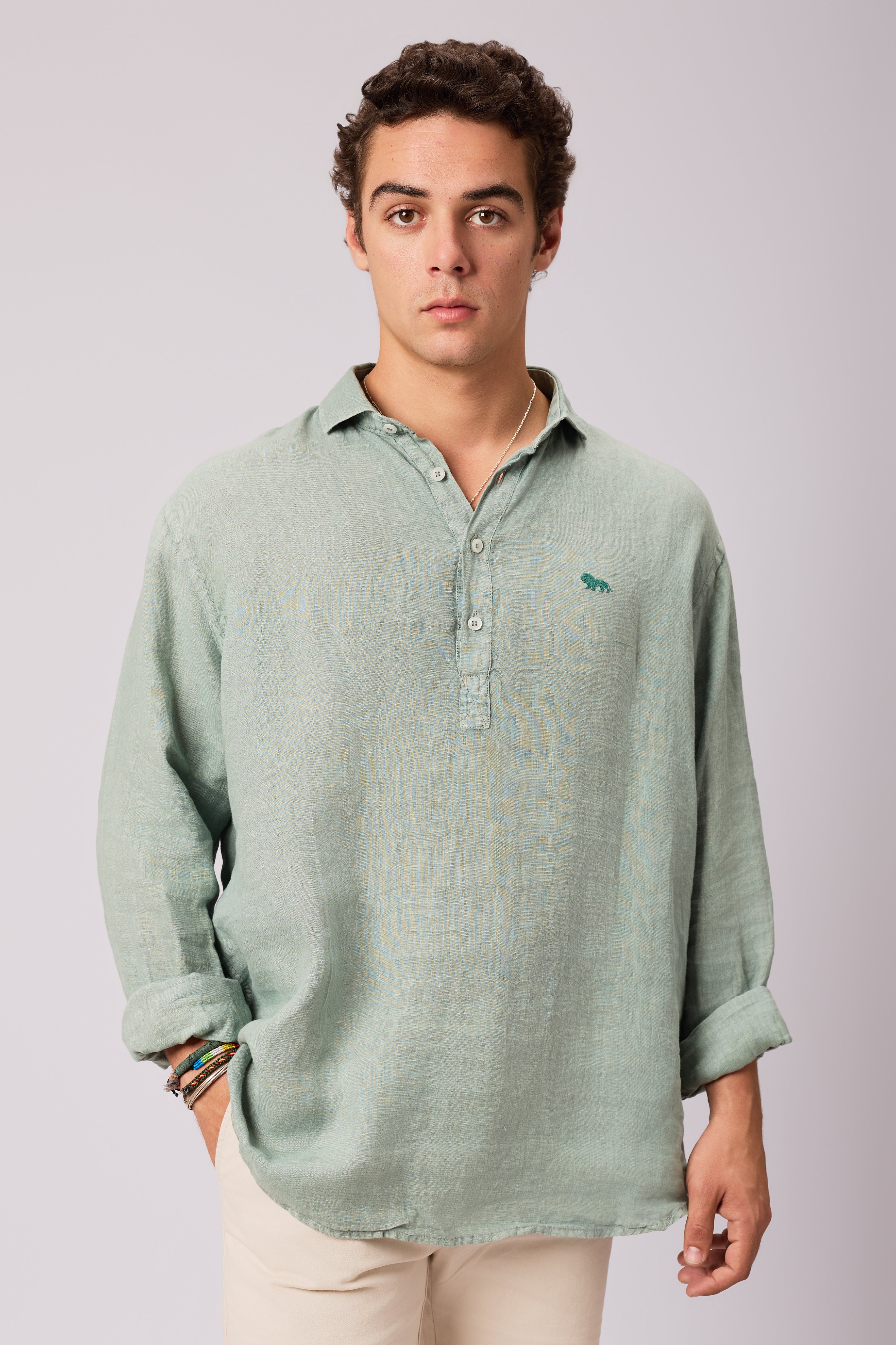 Camisa Lino Polera Verde