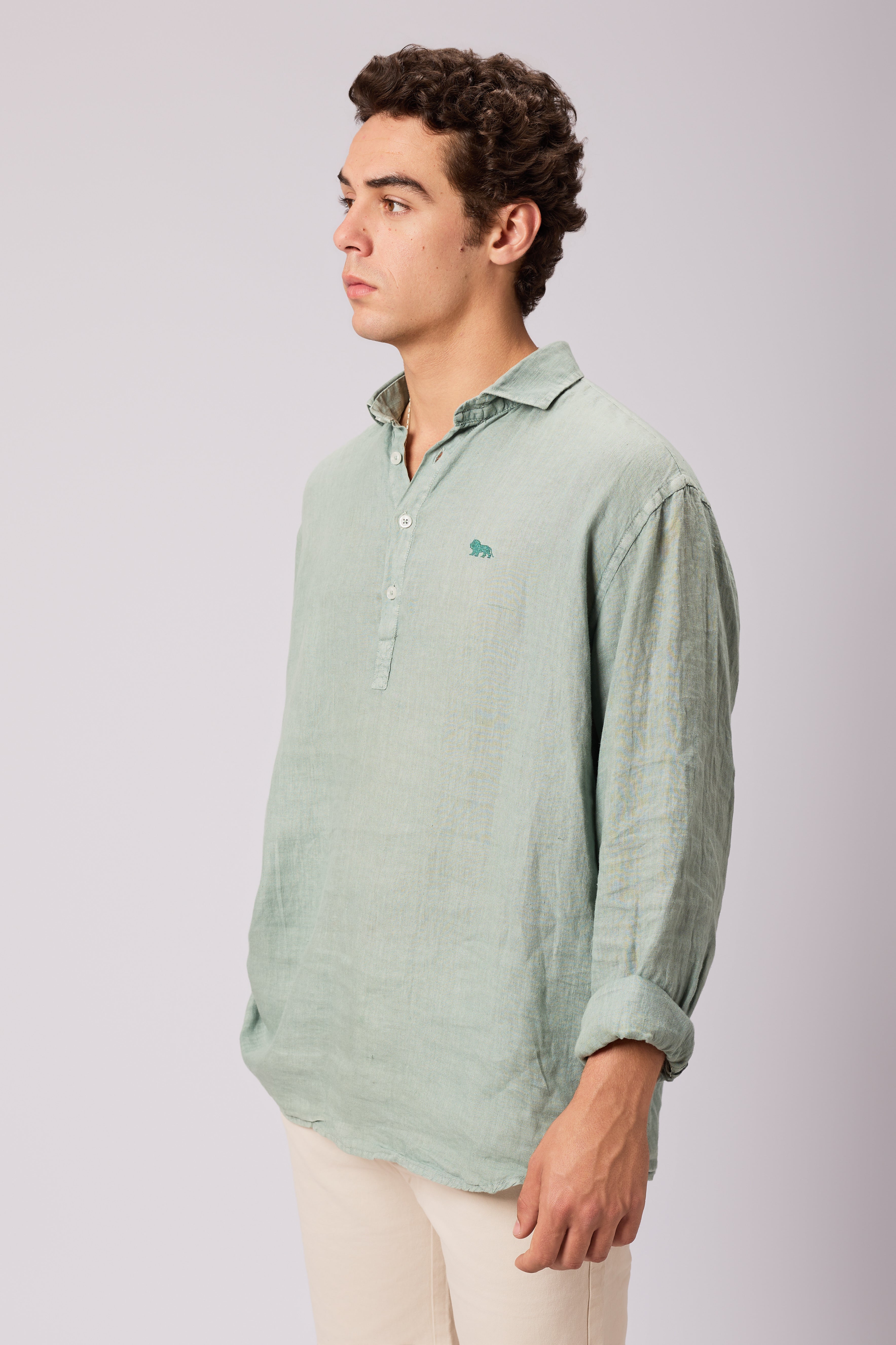 Camisa Lino Polera Verde