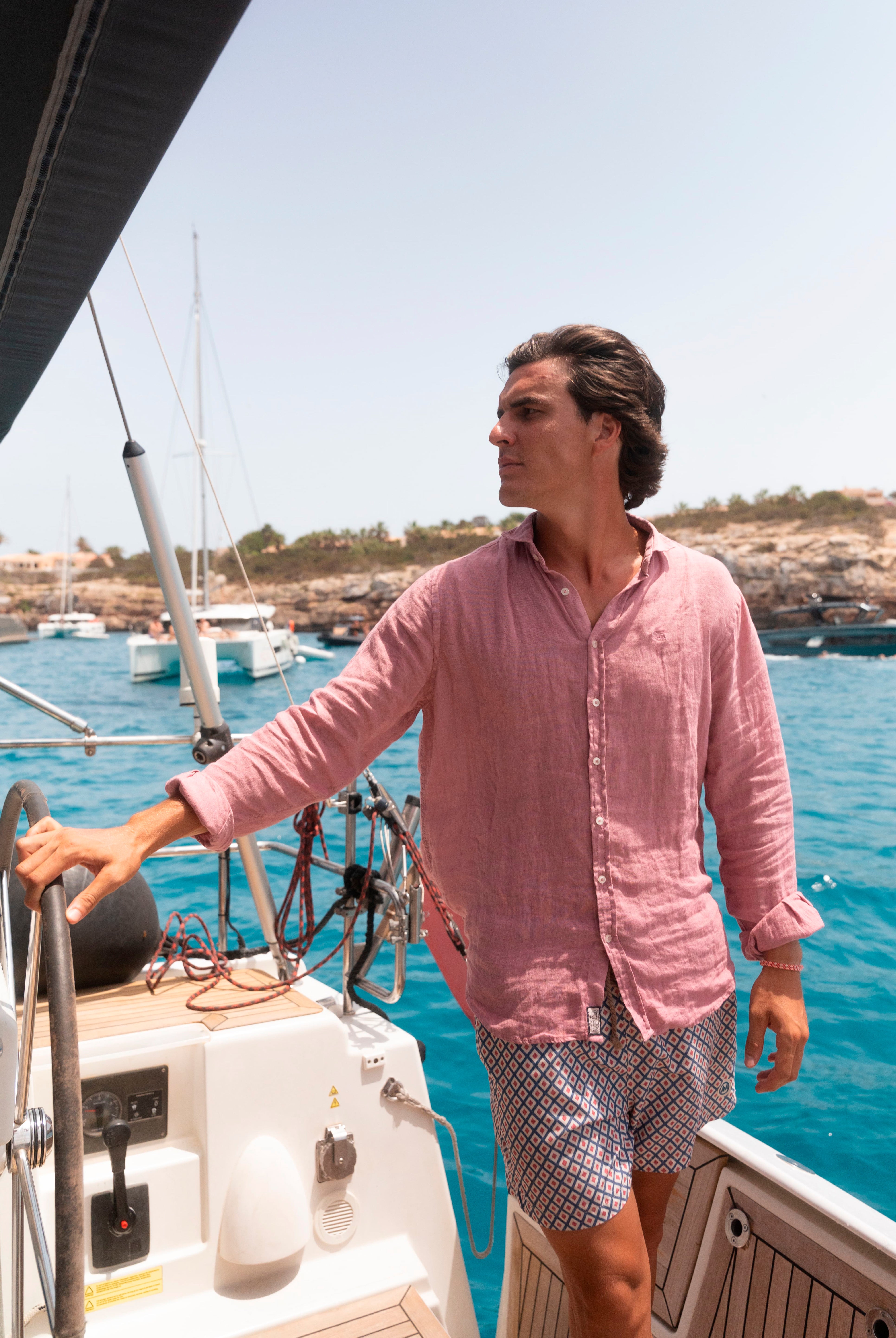 Camisa Costa Lino Rose